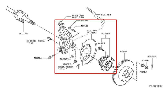 2014-2020 Infiniti QX60 Pure Front Right Side Spindle Knuckle Hub 40014-3JA1A - Alshned Auto Parts
