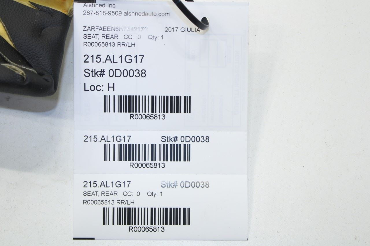 17-19 Alfa Romeo Giulia Ti AWD Rear Left Side 2nd Row Seat Bolster Cushion Trim - Alshned Auto Parts