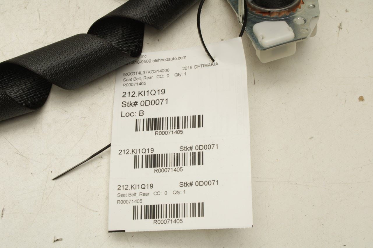 2016-20 Kia Optima LX 2.4L Rear Center 2nd Row Seat Belt Retractor 89850D5500WK - Alshned Auto Parts