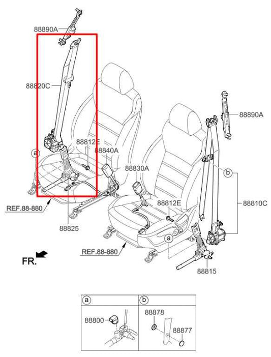 2015-2020 Kia Sorento EX 3.3L AWD Front Passenger Right Side Seat Belt Retractor - Alshned Auto Parts