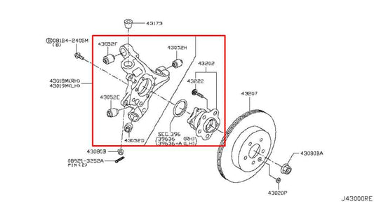 14-24 Infiniti Q50 Premium Rear Left Driver Side Spindle Knuckle Hub 43019-5CA0A - Alshned Auto Parts