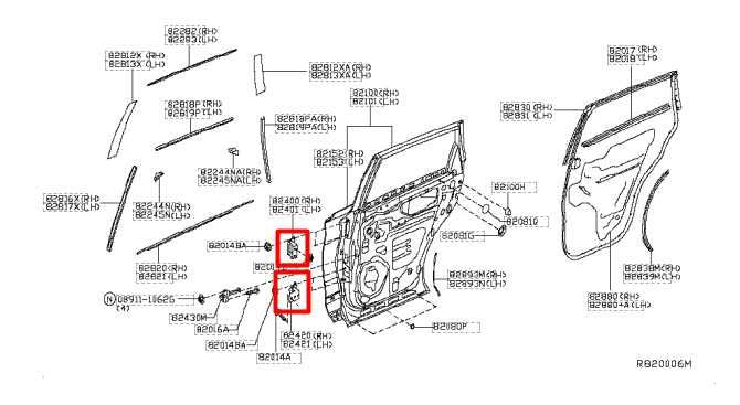 2015-20 Infiniti QX60 Rear Left Door Hinge Upper and Lower Pair 82401-9AM0A OEM - Alshned Auto Parts