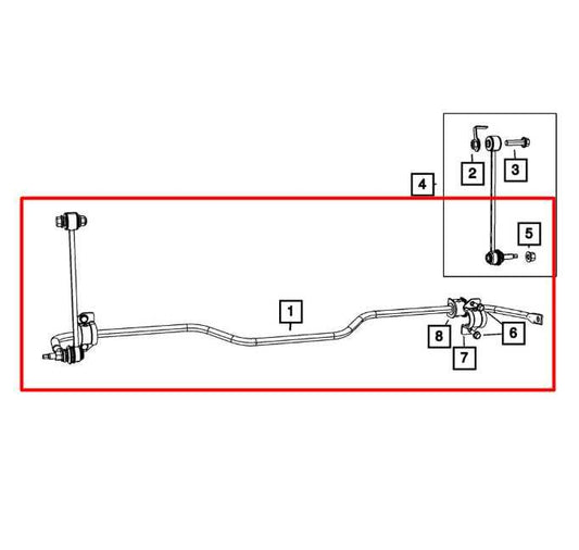 2019-24 Ram 1500 5.7L Rear Stabilizer Sway Anti-Roll Bar w/ Link 68363231AA OEM - Alshned Auto Parts