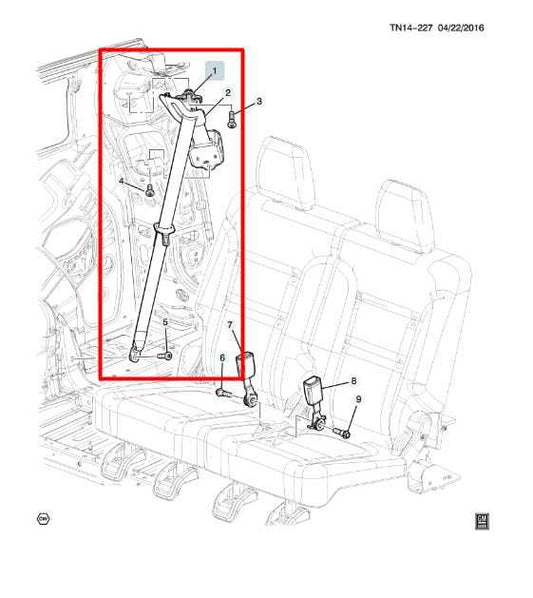 2017-23 GMC Acadia SLT-1 Rear Left Side 2nd Row Seat Belt Retractor 86802028 OEM - Alshned Auto Parts