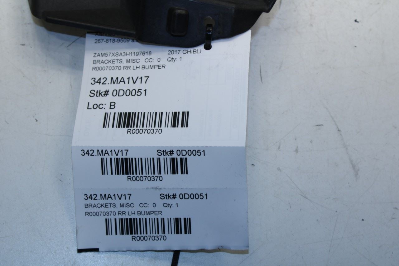 17-21 Maserati Ghibli 3.0L Rear Driver Left Side Under Taillight Bumper Bracket - Alshned Auto Parts
