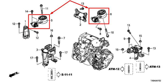 2016-22 Acura ILX Technology A-Spec 2.4L Upper and Lower Engine Torque Strut Rod - Alshned Auto Parts