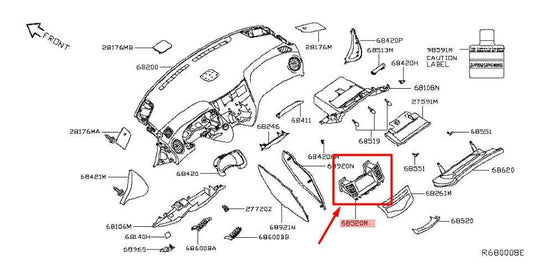 16-20 Infiniti QX60 Dash Center Screen Trim Cover w Air Vent Grilles 68270-9NF0A - Alshned Auto Parts