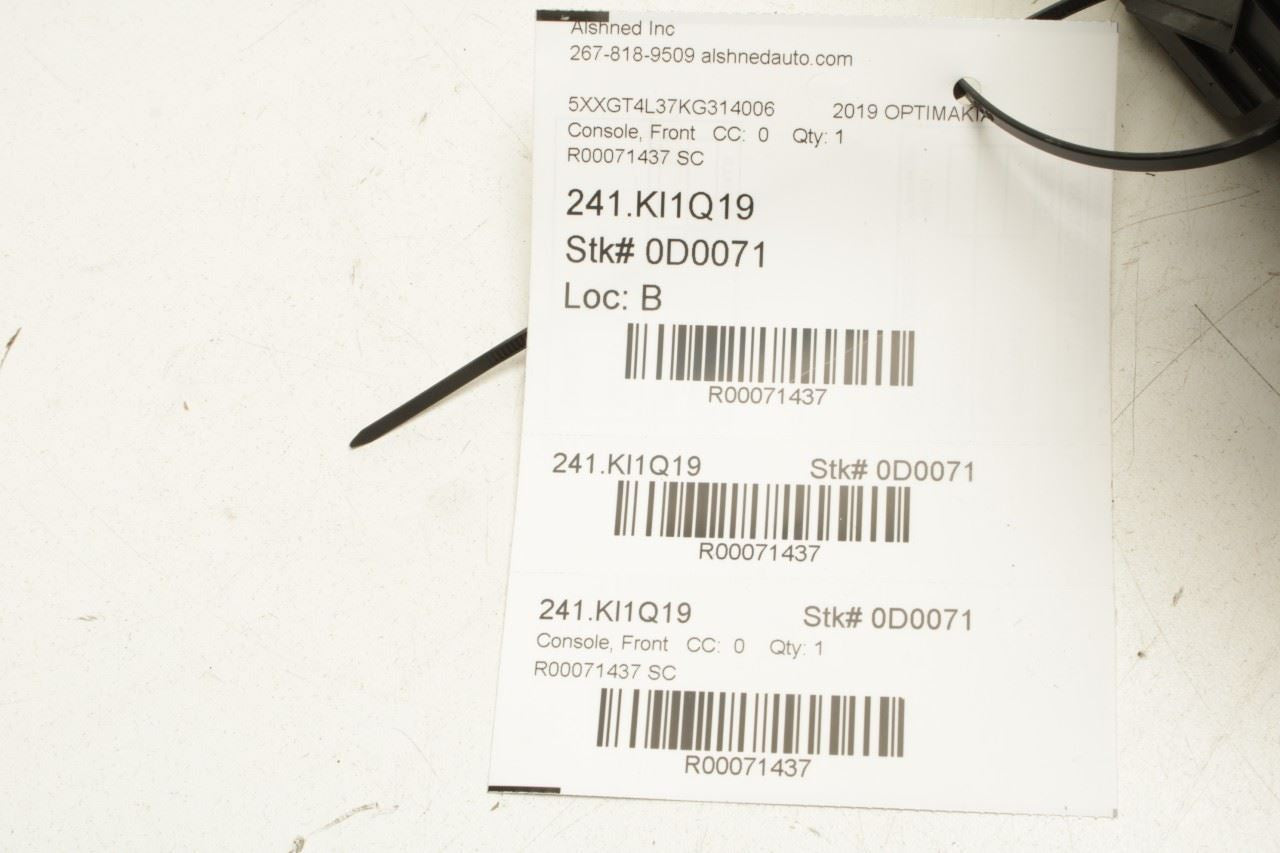 19-20 Kia Optima LX 2.4L Center Console Storage Tray Trim Panel w/ Power Outlets - Alshned Auto Parts