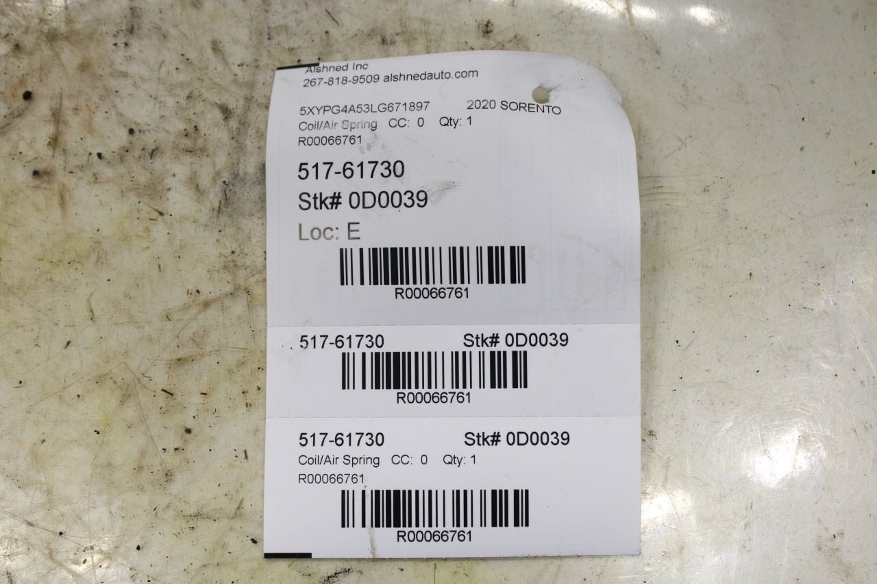 15-20 Kia Sorento LX 3.3L FWD Rear Right and LH Side Suspension Coil Spring Set - Alshned Auto Parts