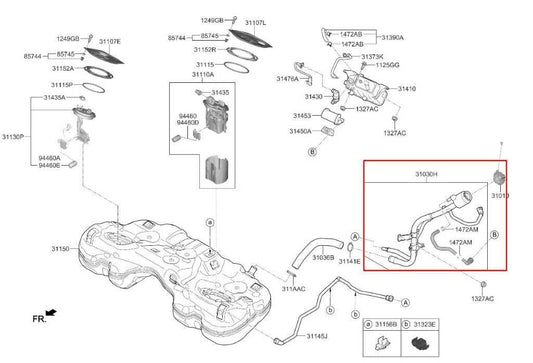 2018-2023 KIA Stinger GT2 AWD 3.3L Fuel Filler Neck Hose Tube Pipe 31030-J5500 - Alshned Auto Parts