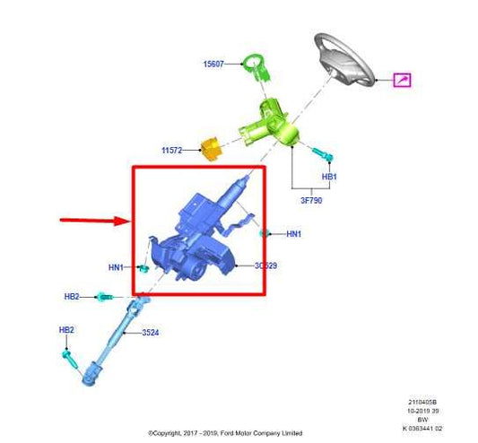 2018-2022 Ford EcoSport Steering Column Assembly GN15-3D077-AA OEM - Alshned Auto Parts