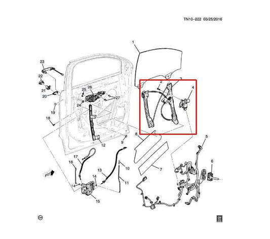 2017-2023 GMC Acadia SLT-1 Front Left Door Window Regulator w/ Motor 84782543 - Alshned Auto Parts