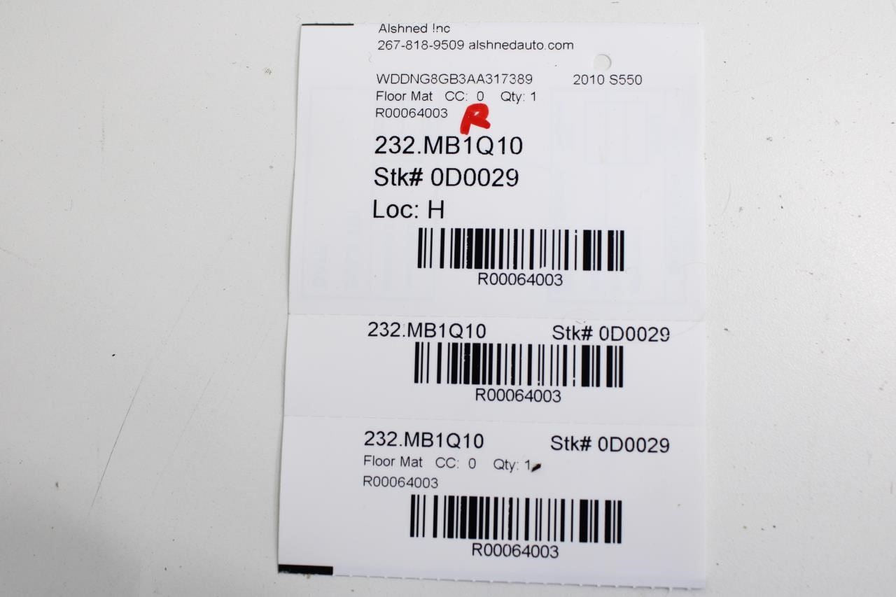 07-13 Mercedes-Benz S550 Right and LH Floor Mats Carpet Set 22168439039F87 *ReaD - Alshned Auto Parts