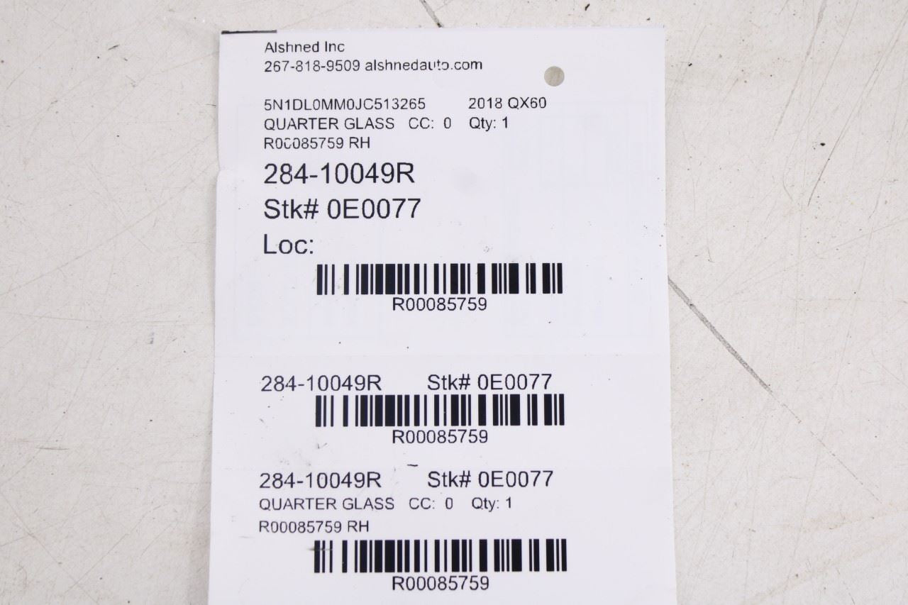 2014-2020 Infiniti QX60 Rear Right Quarter Window Fixed Glass 83300-9NP0A OEM12