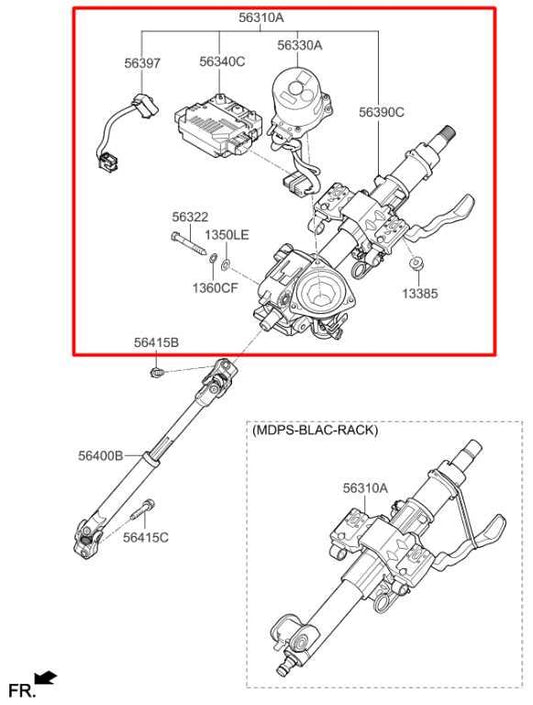 15-18 Kia Sorento EX 3.3L AWD Electric Power Steering Column Assembly 56300C5100 - Alshned Auto Parts