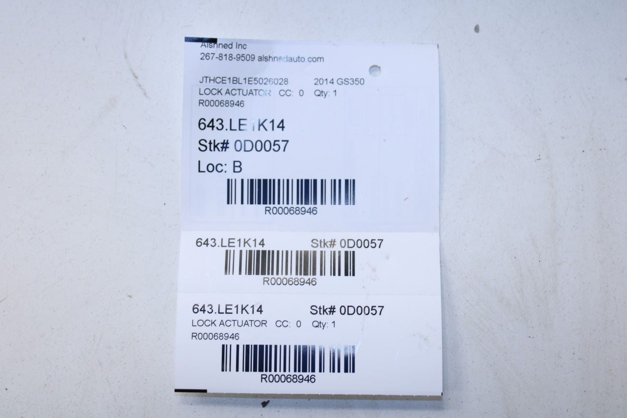 2013-20 Lexus GS350 Front Left Driver Side Door Lock Latch Actuator 69040-42250 - Alshned Auto Parts