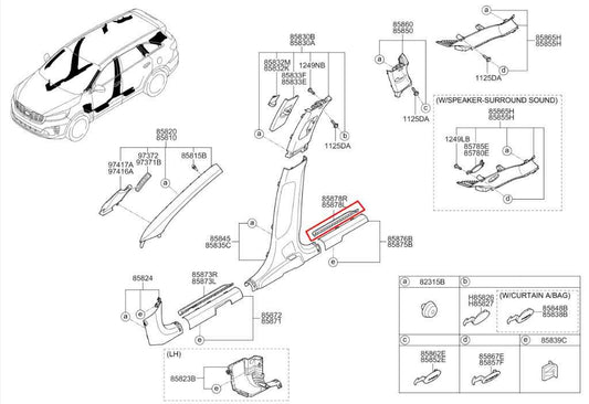 2016-20 Kia Sorento LX Rear Left Driver Side Door Sill Scuff Plate 85877-C6000WK - Alshned Auto Parts
