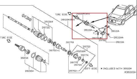 2014-19 Infiniti QX60 FWD Front Right Side CV Axle Drive Half Shaft 39100-3JA3A - Alshned Auto Parts