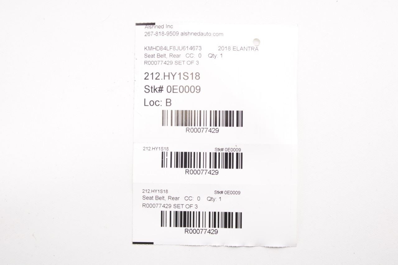 16-20 Hyundai Elantra Rear RH LH Side and Center 2nd Row Seat Belt Retractor Set - Alshned Auto Parts