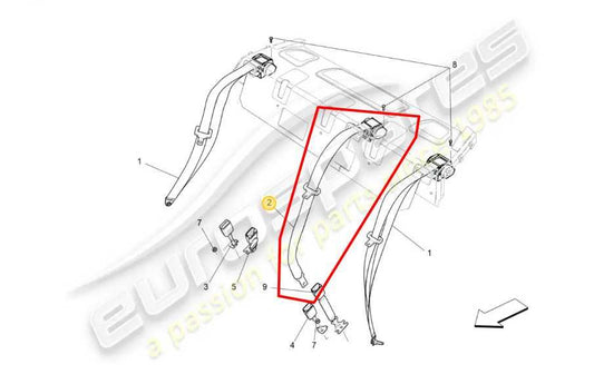 17-21 Maserati Ghibli 3.0L Rear Center 2nd Row Seat Belt Retractor 670017440 OEM - Alshned Auto Parts