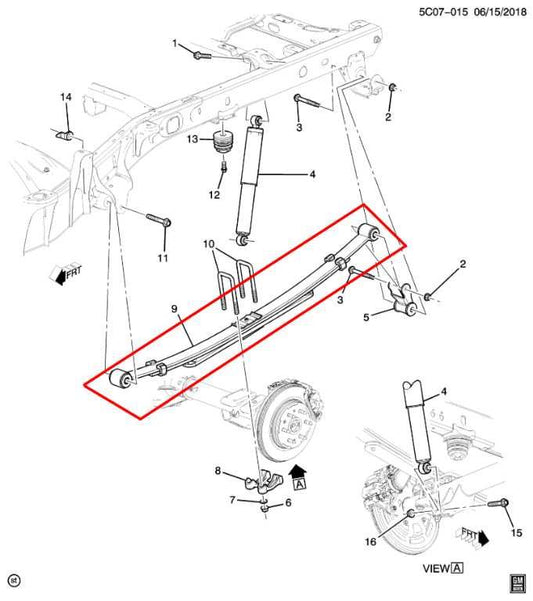 19-24 Chevrolet Silverado LT-L 4WD Rear Driver LH Side Leaf Spring 86808679 OEM - Alshned Auto Parts