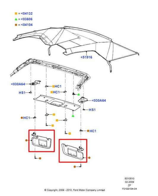 10-11 Ford Mustang Premium Conv V6 Front RH and LH Side Sun Visor Set w/ Mirror - Alshned Auto Parts