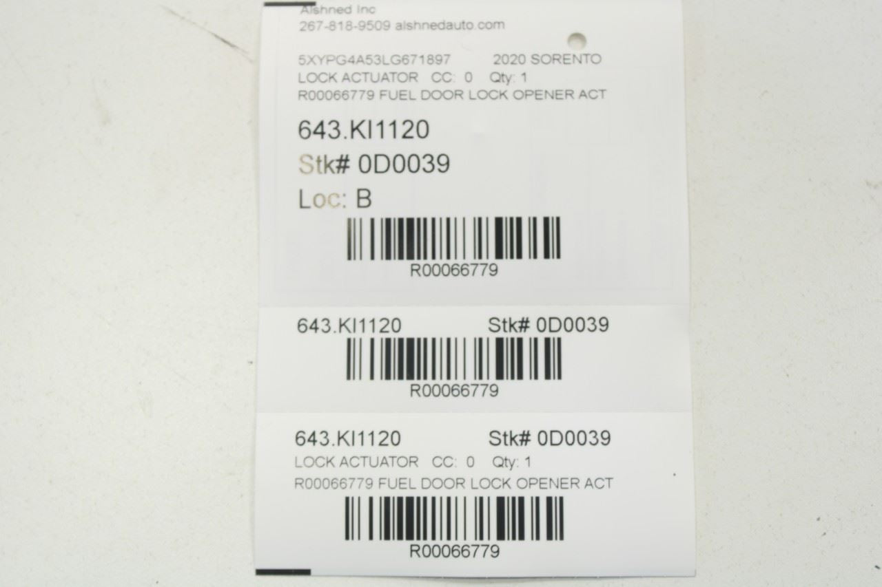 15-20 Kia Sorento LX 3.3L Fuel Filler Tank Door Lid Release Lock Opener Actuator - Alshned Auto Parts
