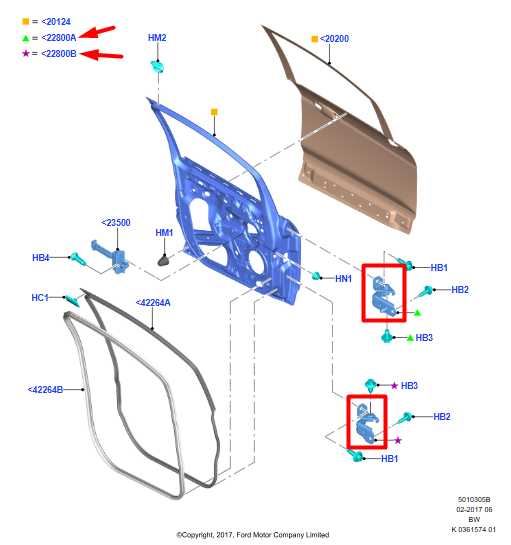 2018-22 Ford EcoSport Front Right Door Hinge Upper and Lower BB5Z-7822800-C OEM - Alshned Auto Parts