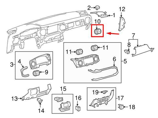 2015-2023 Toyota Tacoma Dashboard Right Outer Air Vent Grille 55061-04050-C0 OEM - Alshned Auto Parts