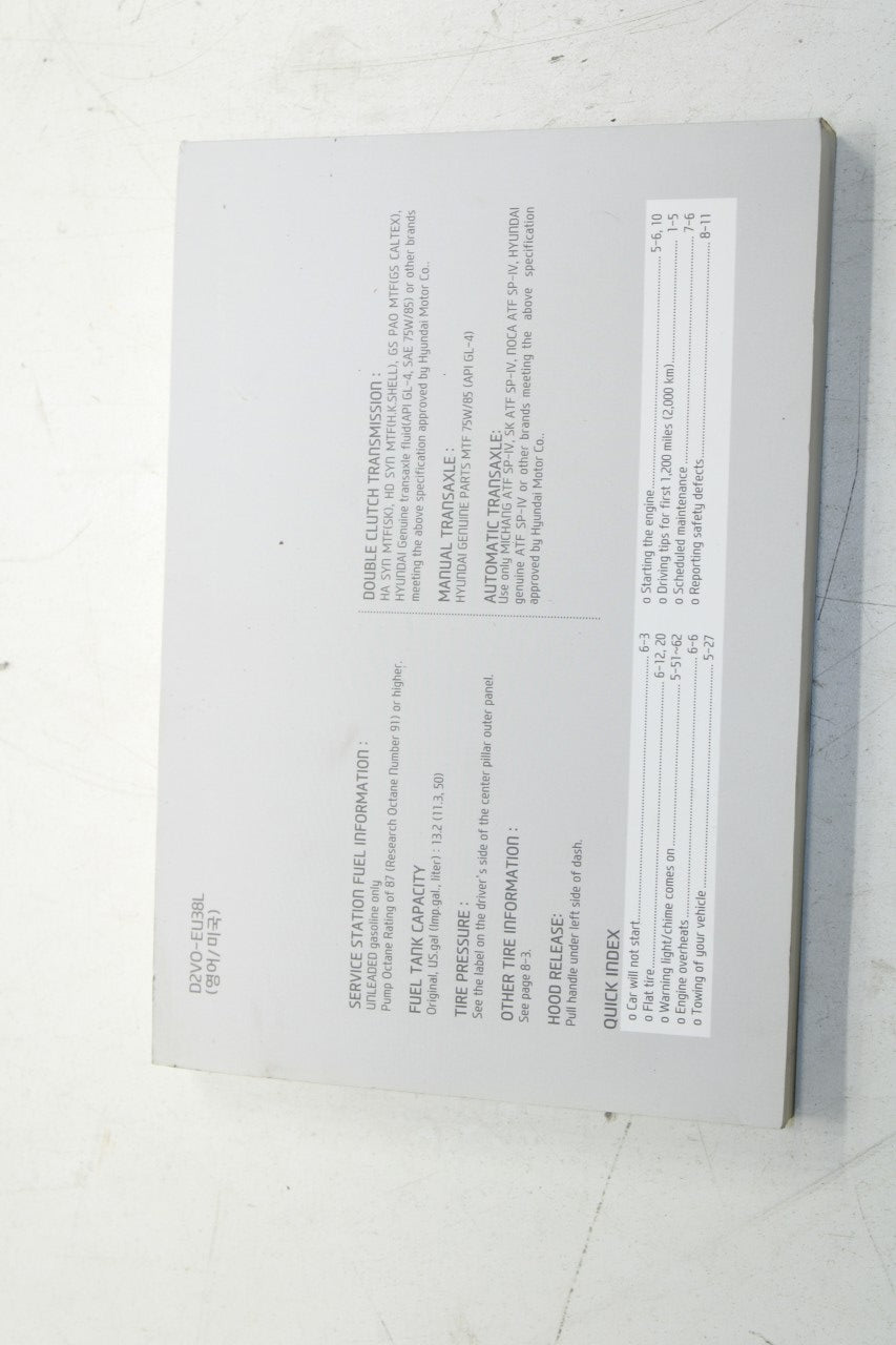 2013 Hyundai Veloster Owners Manual Set with Case D2V0-EU38L OEM - Alshned Auto Parts