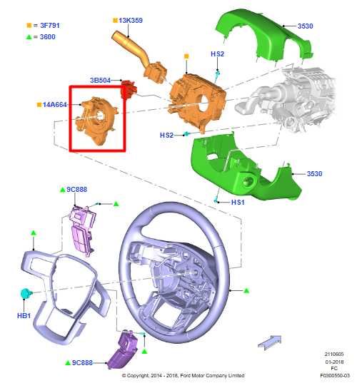 2015-2020 Ford F150 Steering Column Clock Spring FL3T-14A664-BD OEM - Alshned Auto Parts