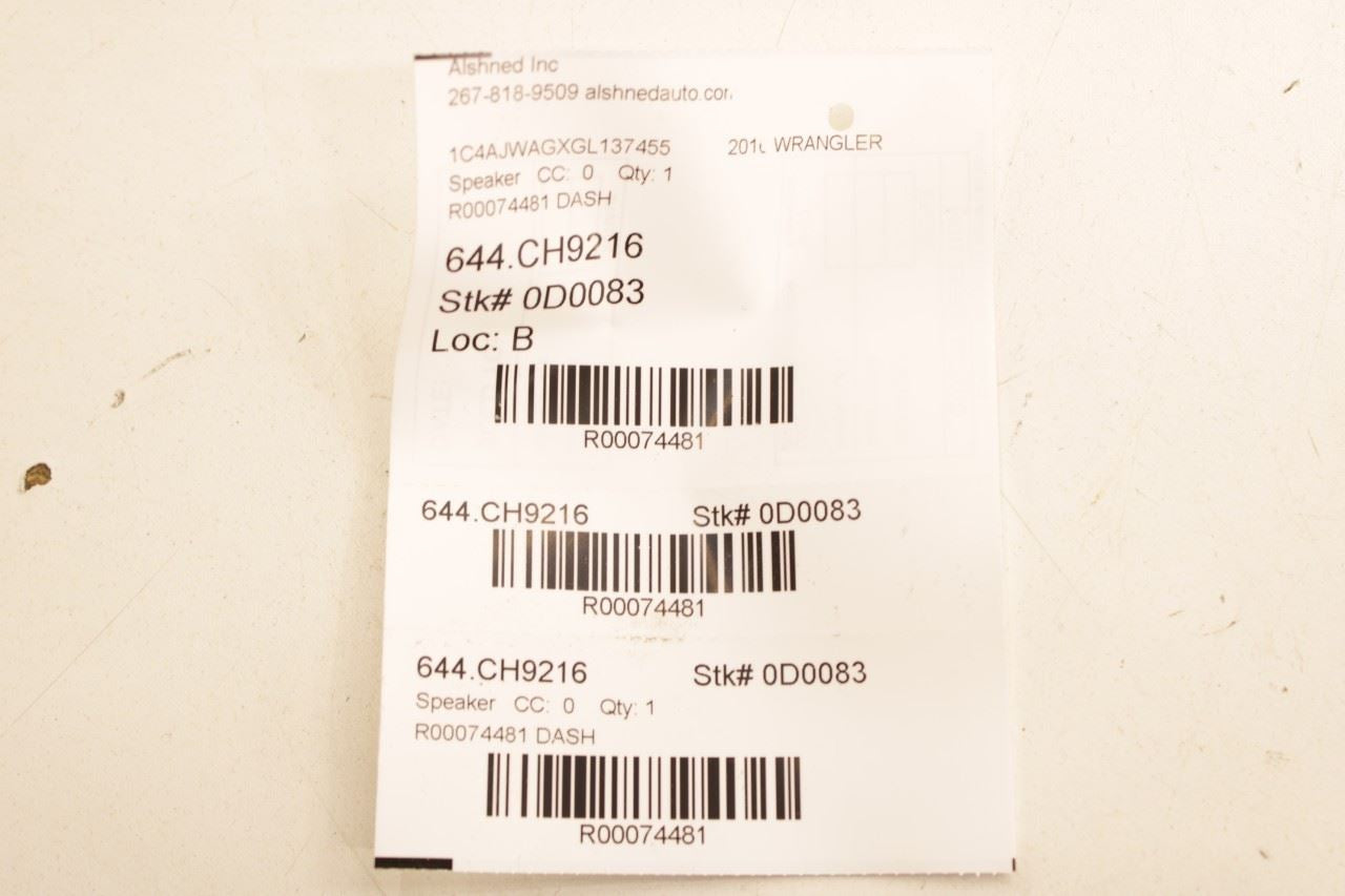 15-26 Jeep Wrangler Sport 2dr Front RH and LH Side Dash Audio Speaker 68223392AA - Alshned Auto Parts