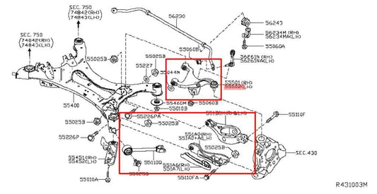 14-20 Infiniti QX60 FWD Rear Suspension LH Side Lower and Upper Control Arm Set - Alshned Auto Parts