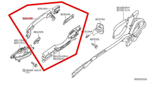 2013-2019 Nissan Sentra SV Rear Left Side Door Exterior Handle 82640-9N00A OEM - Alshned Auto Parts