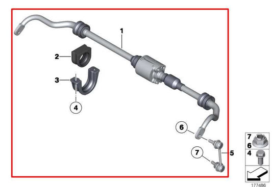 2010-2015 BMW 750Li xDrive 4.4L AWD Rear Stabilizer Sway Anti-Roll Bar w/ Link - Alshned Auto Parts