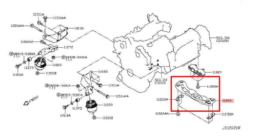 17-22 Infiniti Q60 Luxe AWD Rear Transmission Support Mount Bracket 11310-4HK5A - Alshned Auto Parts