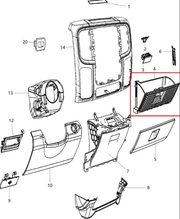 2013-2018 RAM 1500 Laramie Lower Glove Box Storage Compartment 1NL84DX9AB OEM - Alshned Auto Parts