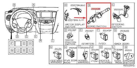 13-24 Nissan Pathfinder Steering Column Light Turn Wiper Switch 255603KA1B *ReaD - Alshned Auto Parts