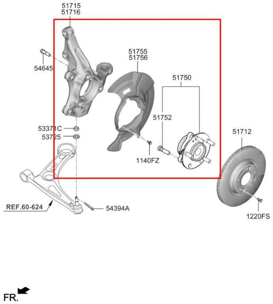 19-21 Hyundai Veloster FWD Front Suspension Driver Left Side Spindle Knuckle Hub - Alshned Auto Parts