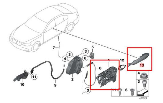 2010-2015 BMW 750Li xDrive 4.4L AWD Front Door Driver Left Side Exterior Handle - Alshned Auto Parts