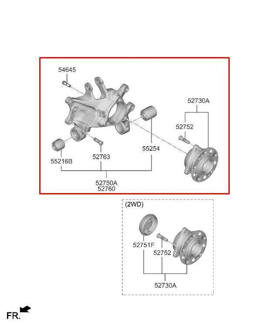 2023-2025 Kia Sportage Hybrid EX Rear Right Side Spindle Knuckle Hub 52711-N9200 - Alshned Auto Parts