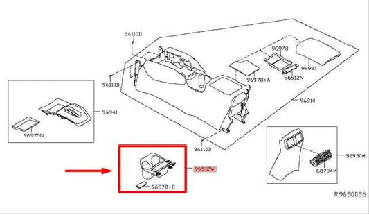 2014-2017 Nissan Rogue Center Console Dual Cup Holder Trim Panel 96912-4BA0A OEM - Alshned Auto Parts