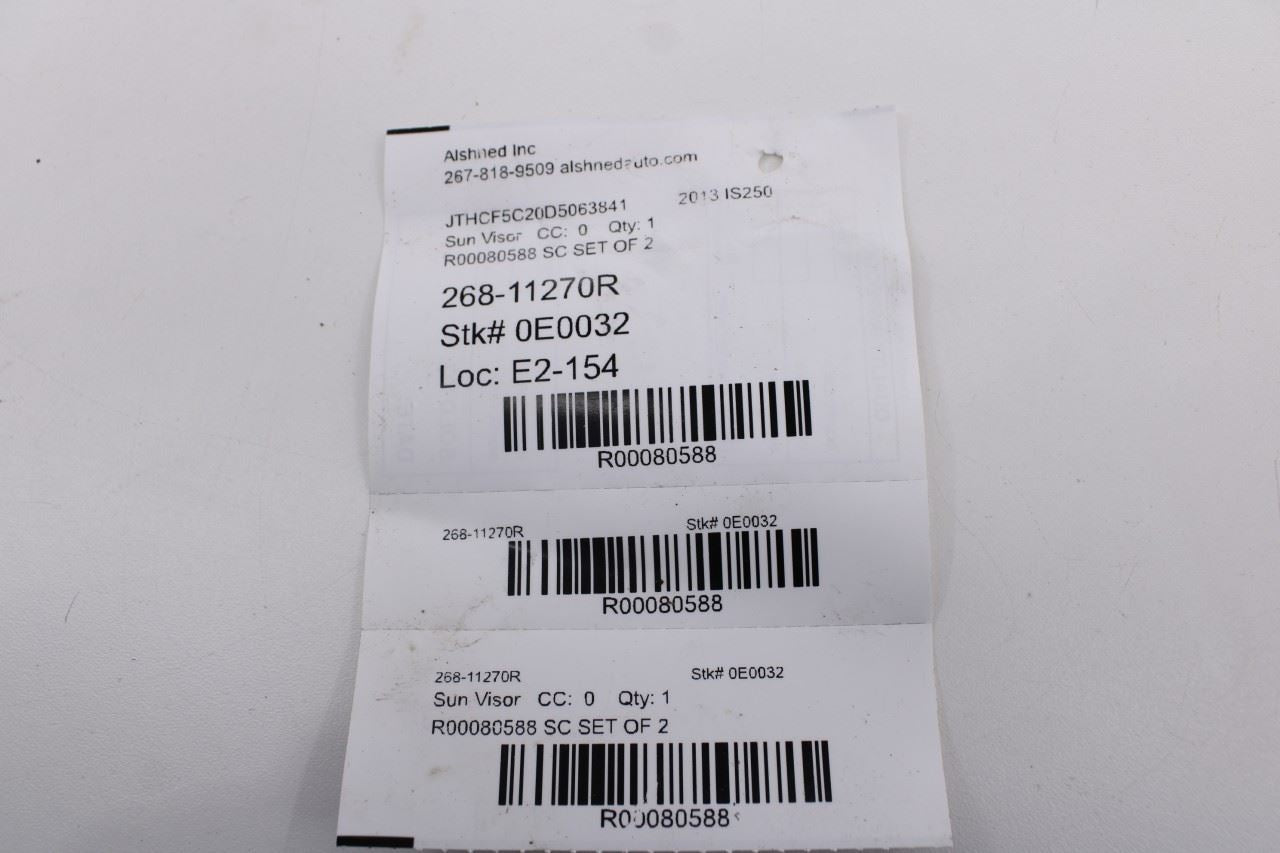 08-13 Lexus IS250 Front Right and Left Side Sun Visor Set w/ Illuminated Mirror10