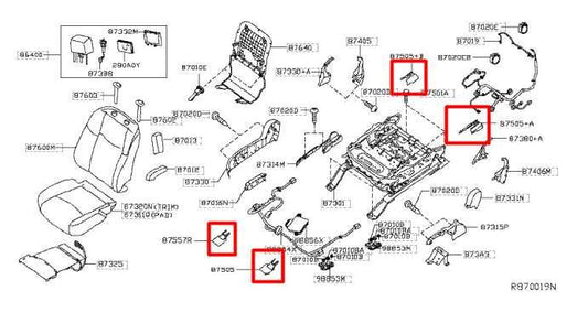 2014-20 Infiniti QX60 Front Seat Passenger Right Side Track Cover Trim Set of 4 - Alshned Auto Parts
