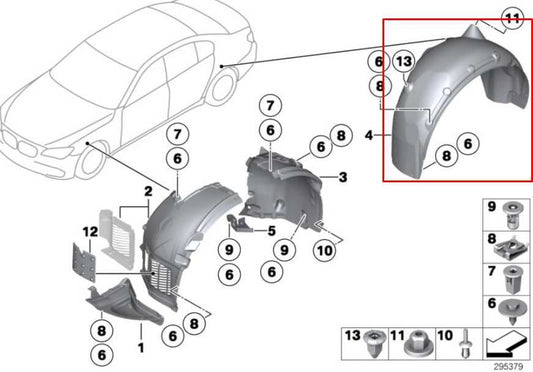 2010-2015 BMW 750Li xDrive Rear Right Wheelhouse Liner Splash Shield 51717185270 - Alshned Auto Parts