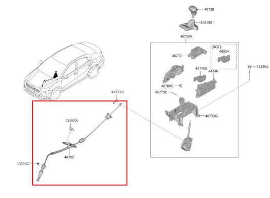 2019-23 Kia Forte LXS 2.0L Automatic Transmission Gear Shift Lever Control Cable - Alshned Auto Parts