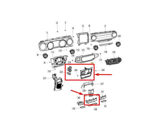 20-24 Jeep Gladiator Low Dash Power Outlet and Window Switch Trim 6FN19TX7AA OEM - Alshned Auto Parts