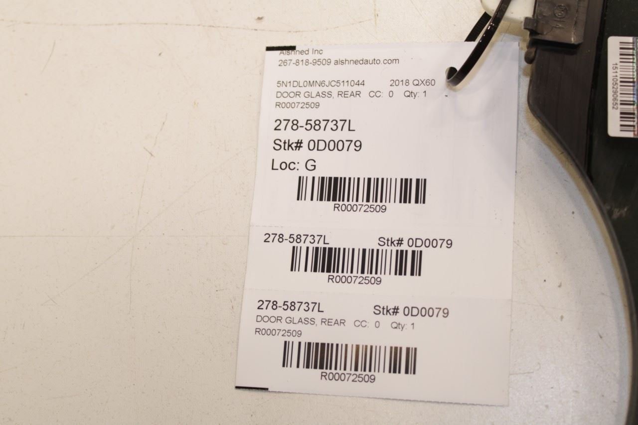 2014-2020 Infiniti QX60 Rear Left Driver Side Door Window Glass 82301-3JA1C OEM - Alshned Auto Parts