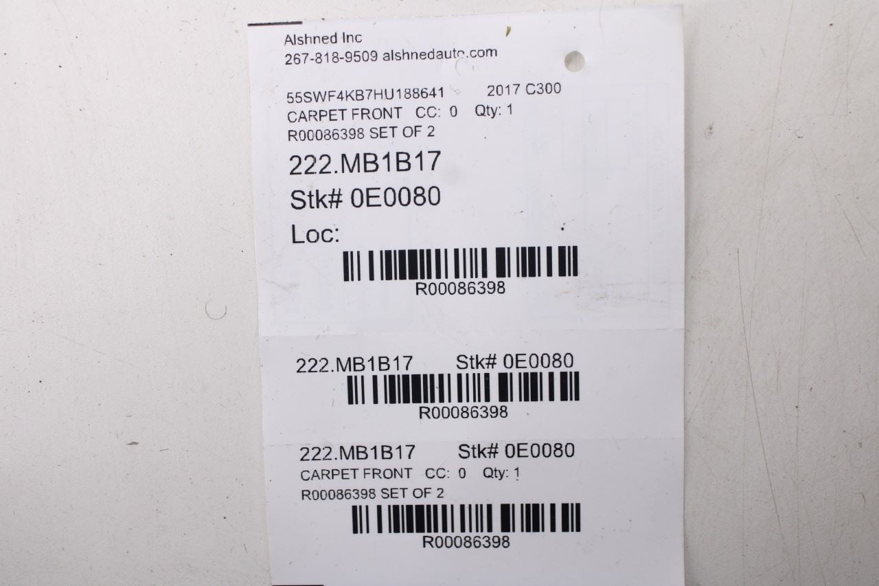 15-21 Mercedes-Benz C300 4Matic 2.0L Front RH and LH Side Floor Carpet Liner Set - Alshned Auto Parts
