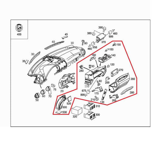 2006-2009 Mercedes-Benz CLK350 Glove Box Door Storage Compartment 20968000988J41 - Alshned Auto Parts
